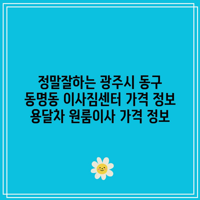 정말잘하는 광주시 동구 동명동 이사짐센터 가격 정보 용달차 원룸이사 가격 정보