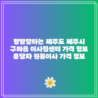 정말잘하는 제주도 제주시 구좌읍 이사짐센터 가격 정보 용달차 원룸이사 가격 정보