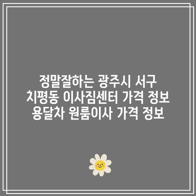 정말잘하는 광주시 서구 치평동 이사짐센터 가격 정보 용달차 원룸이사 가격 정보