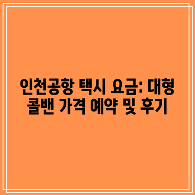 인천공항 택시 요금: 대형 콜밴 가격 예약 및 후기