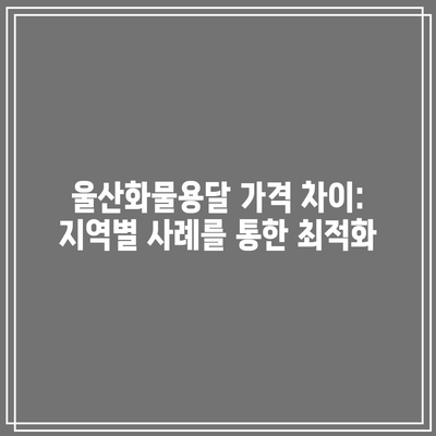 울산화물용달 가격 차이: 지역별 사례를 통한 최적화