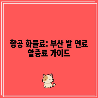 항공 화물료: 부산 발 연료 할증료 가이드