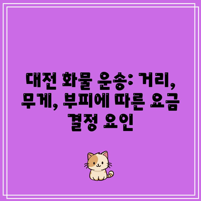 대전 화물 운송: 거리, 무게, 부피에 따른 요금 결정 요인