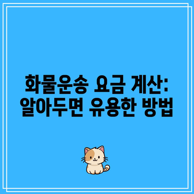 화물운송 요금 계산: 알아두면 유용한 방법