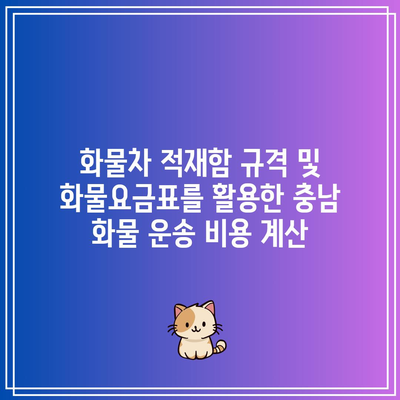 화물차 적재함 규격 및 화물요금표를 활용한 충남 화물 운송 비용 계산