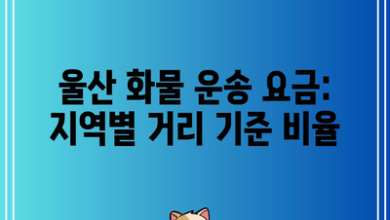 울산 화물 운송 요금: 지역별 거리 기준 비율