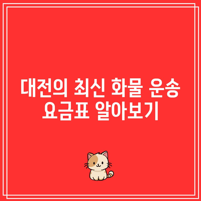 대전의 최신 화물 운송 요금표 알아보기