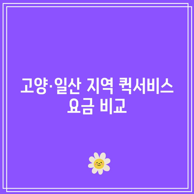 고양·일산 퀵서비스 요금표: 오토바이부터 용달화물까지