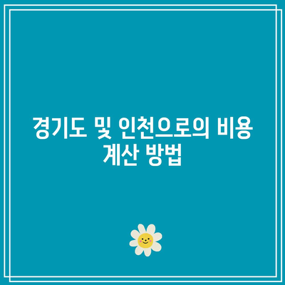 충남 강원도 강릉시 출발, 경기도 및 인천 도착 화물요금 안내문