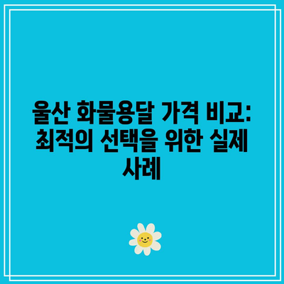 울산 화물용달 가격 비교: 최적의 선택을 위한 실제 사례