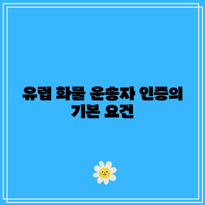 유럽 화물 운송자 인증 및 허가 안내