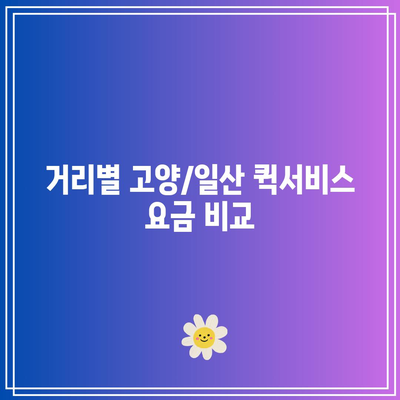 고양/일산 퀵서비스 요금표 및 비교