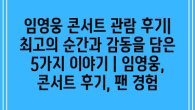 임영웅 콘서트 관람 후기| 최고의 순간과 감동을 담은 5가지 이야기 | 임영웅, 콘서트 후기, 팬 경험