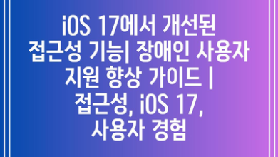 iOS 17에서 개선된 접근성 기능| 장애인 사용자 지원 향상 가이드 | 접근성, iOS 17, 사용자 경험