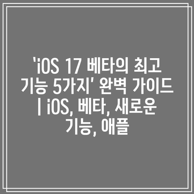 ‘iOS 17 베타의 최고 기능 5가지’ 완벽 가이드 | iOS, 베타, 새로운 기능, 애플