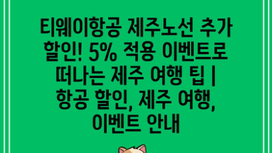 티웨이항공 제주노선 추가 할인! 5% 적용 이벤트로 떠나는 제주 여행 팁 | 항공 할인, 제주 여행, 이벤트 안내