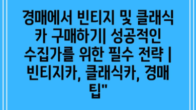 경매에서 빈티지 및 클래식 카 구매하기| 성공적인 수집가를 위한 필수 전략 | 빈티지카, 클래식카, 경매 팁”