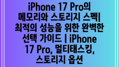 iPhone 17 Pro의 메모리와 스토리지 스펙| 최적의 성능을 위한 완벽한 선택 가이드 | iPhone 17 Pro, 멀티태스킹, 스토리지 옵션