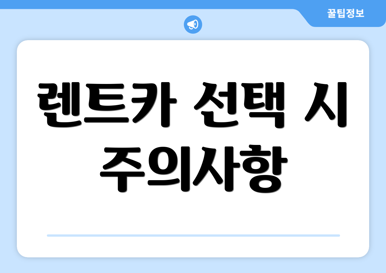 렌트카 선택 시 주의사항