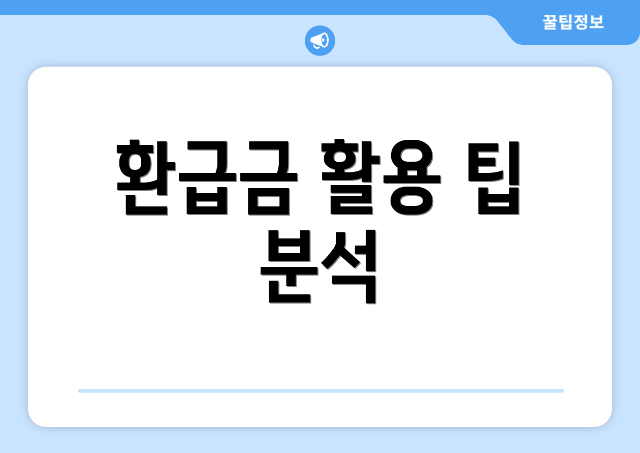 환급금 활용 팁 분석