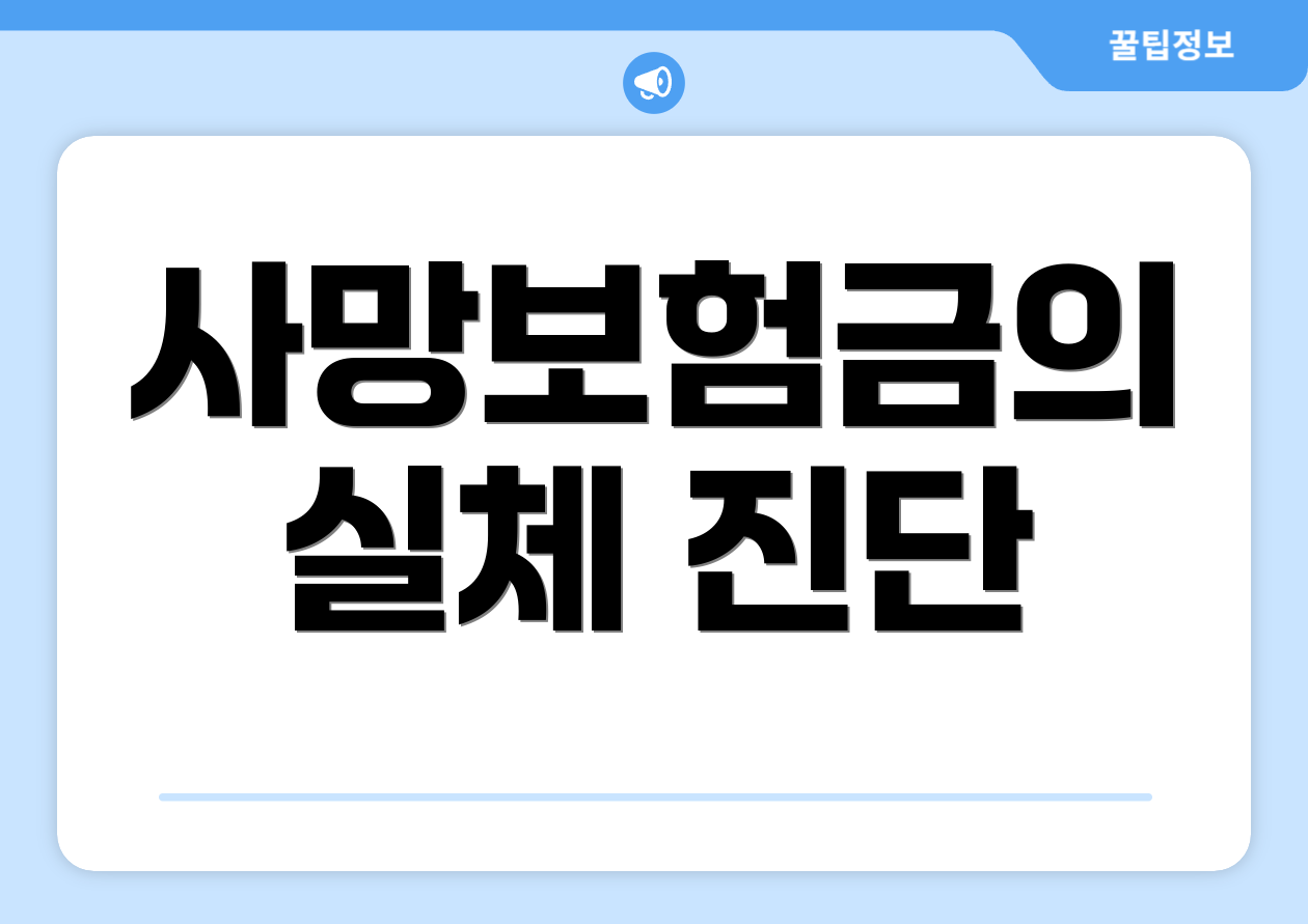 사망보험금의 실체 진단