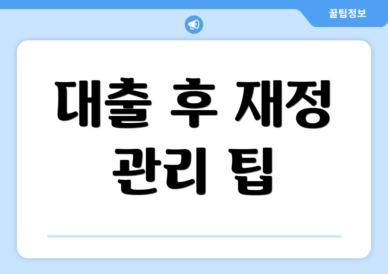 대출 후 재정 관리 팁