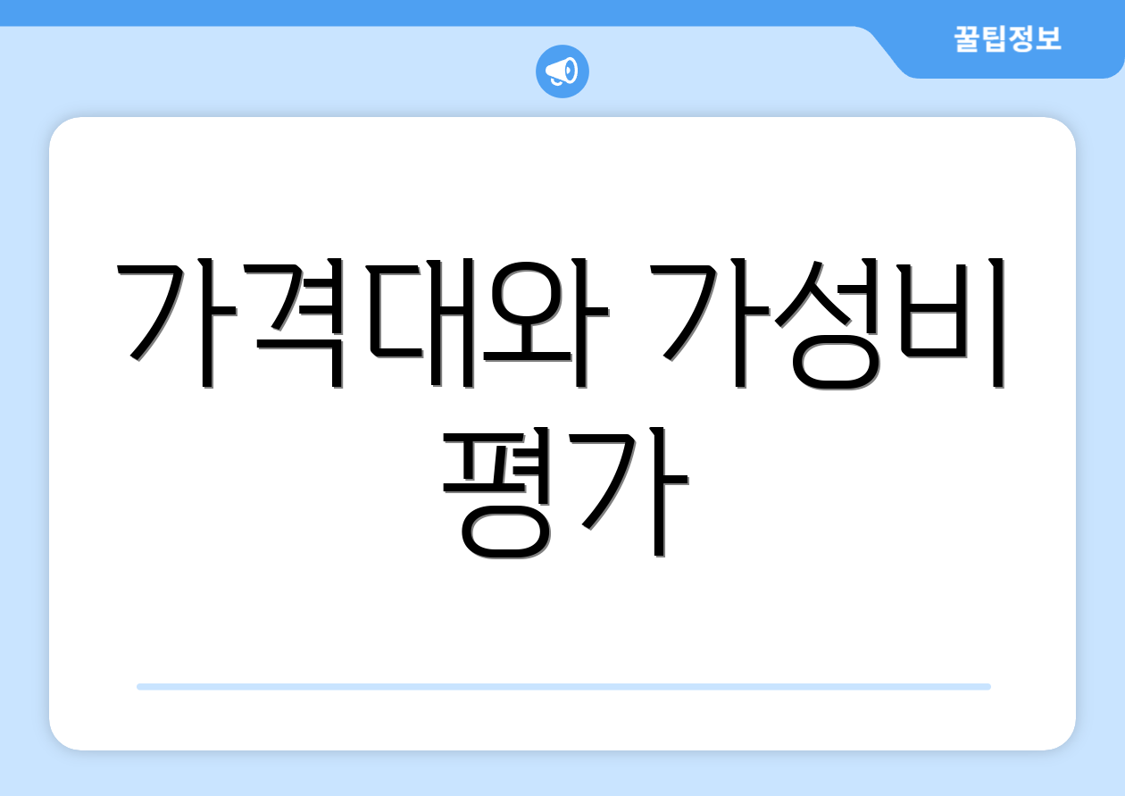 가격대와 가성비 평가