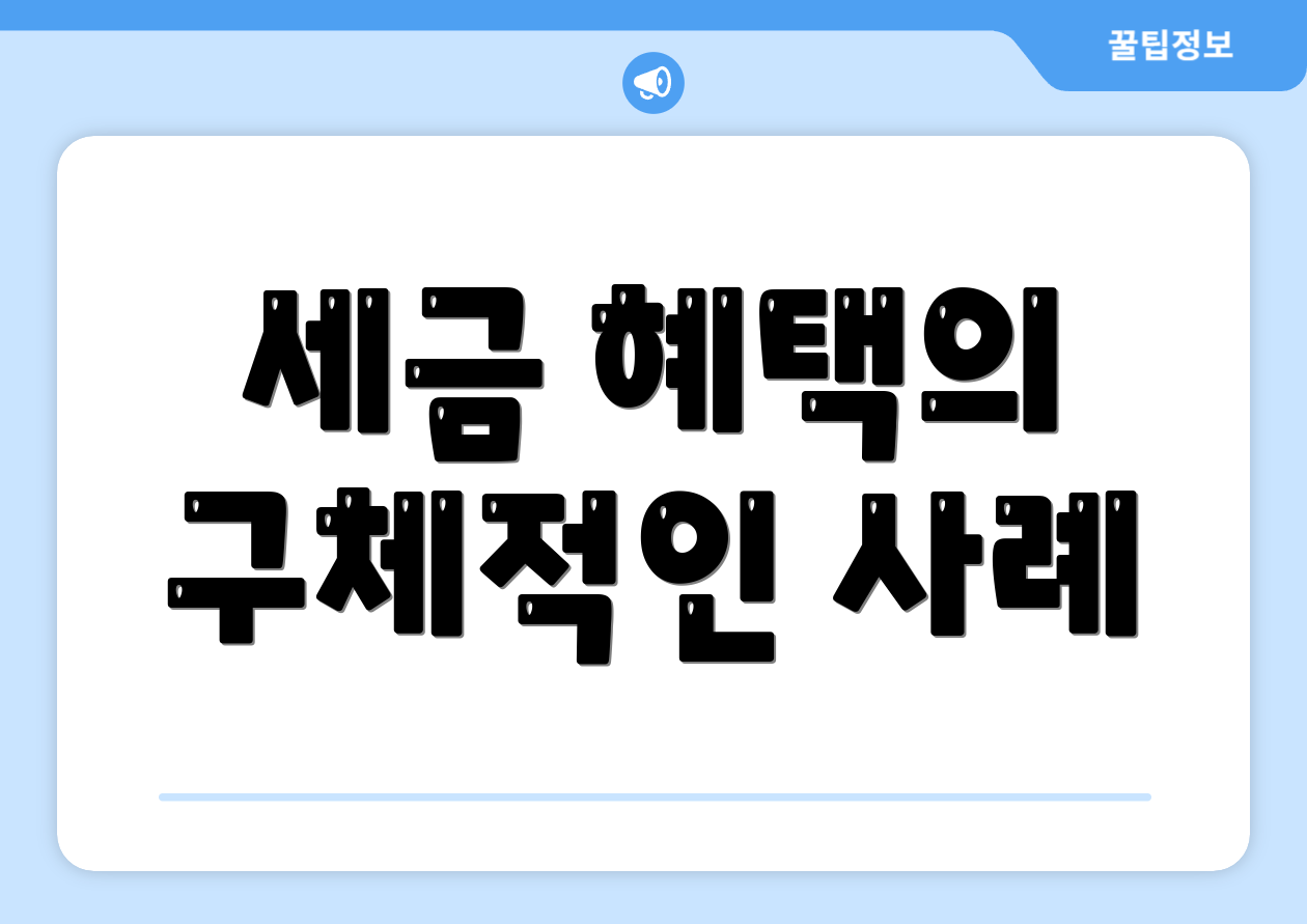 세금 혜택의 구체적인 사례