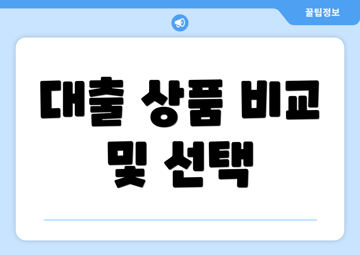 대출 상품 비교 및 선택