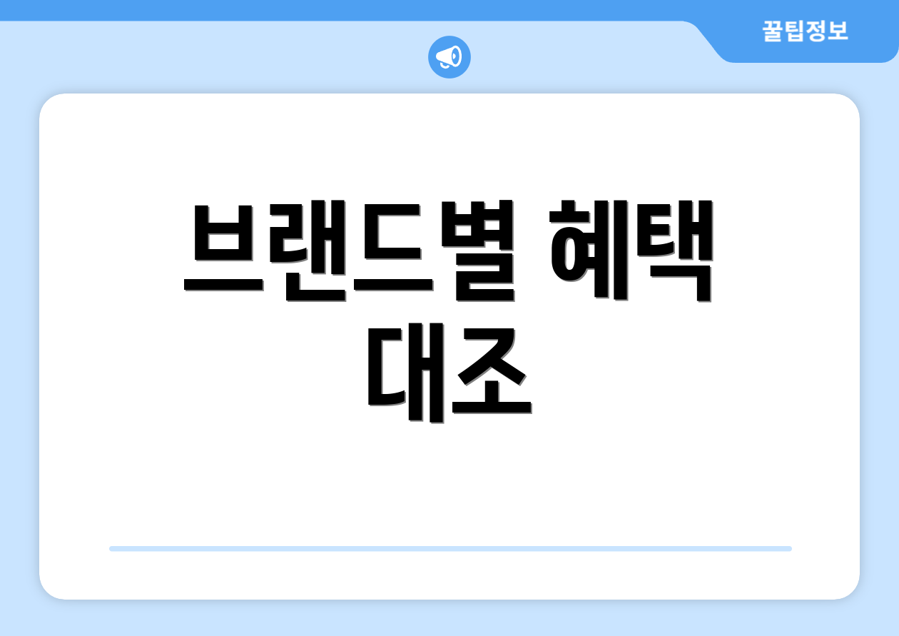 브랜드별 혜택 대조