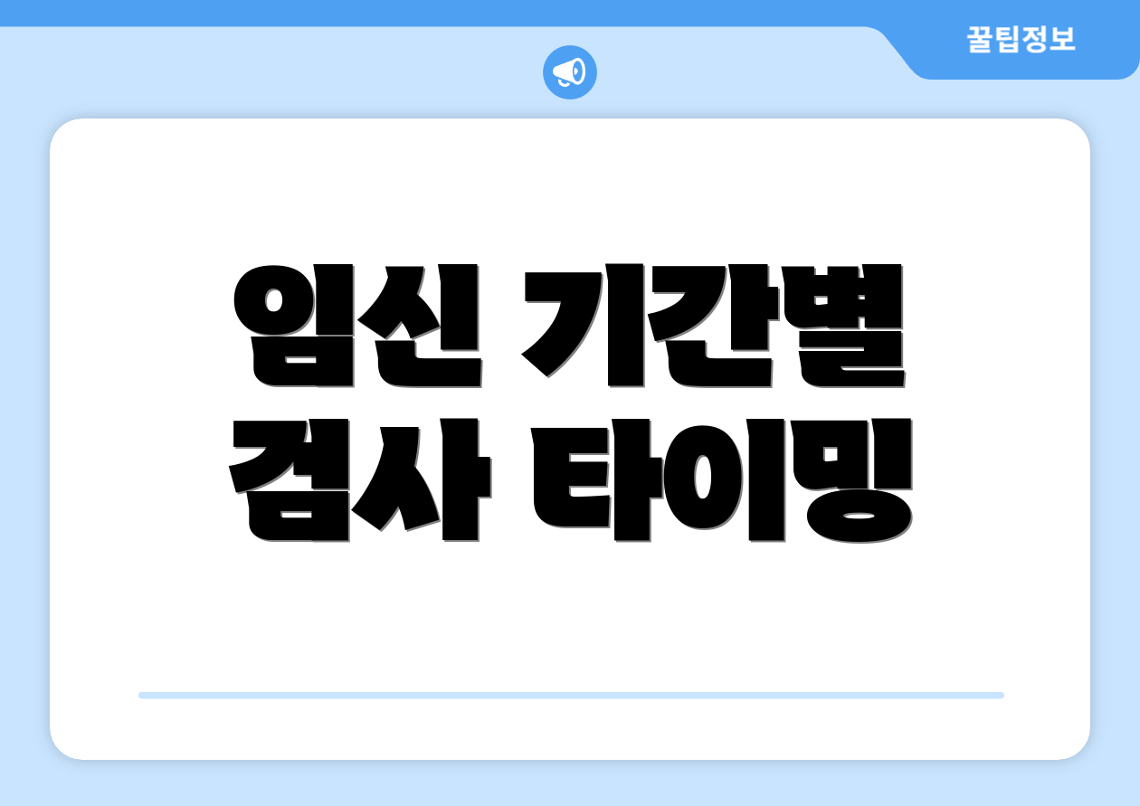 임신 기간별 검사 타이밍