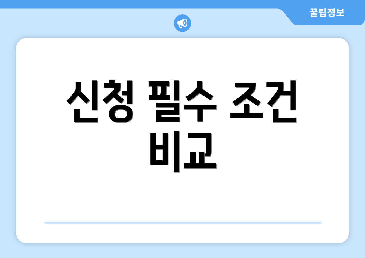 신청 필수 조건 비교