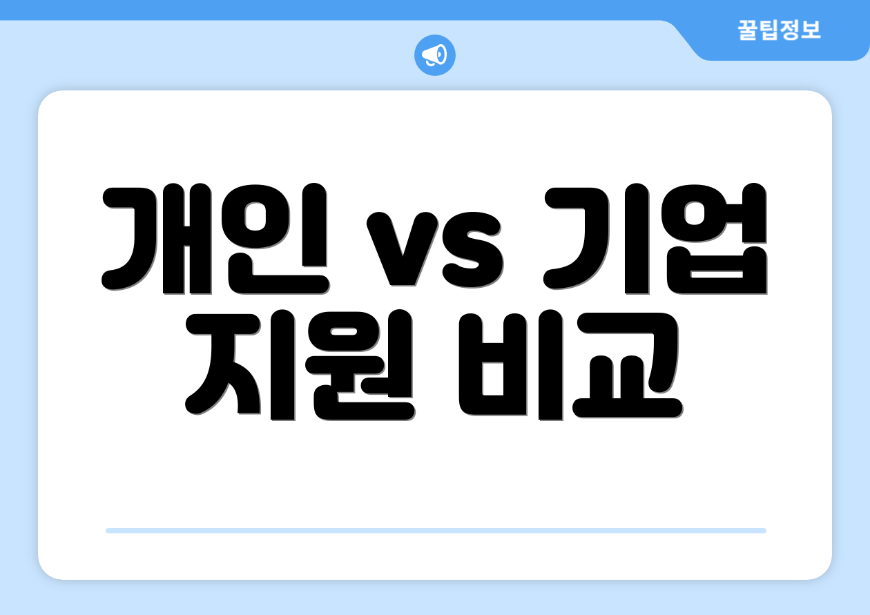 개인 vs 기업 지원 비교