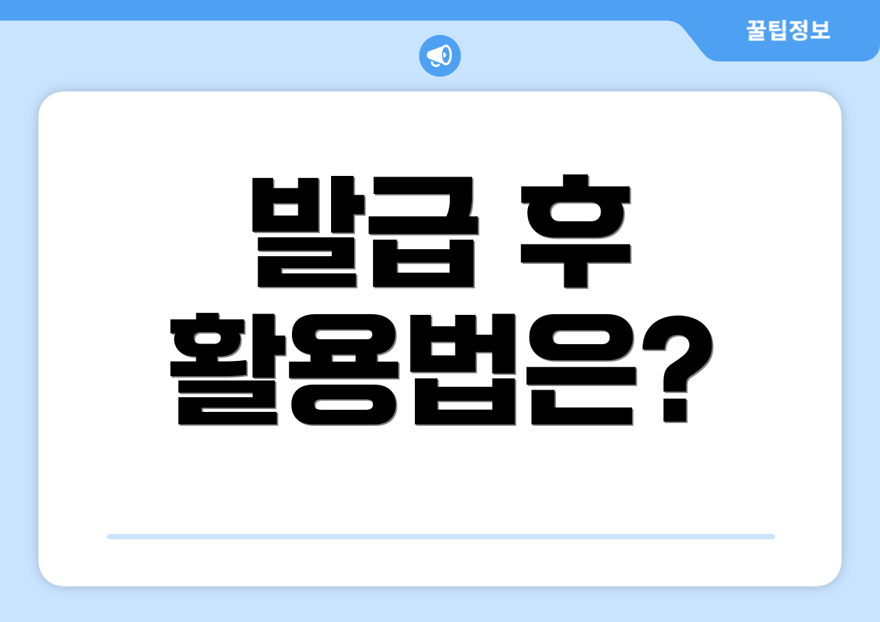 발급 후 활용법은?