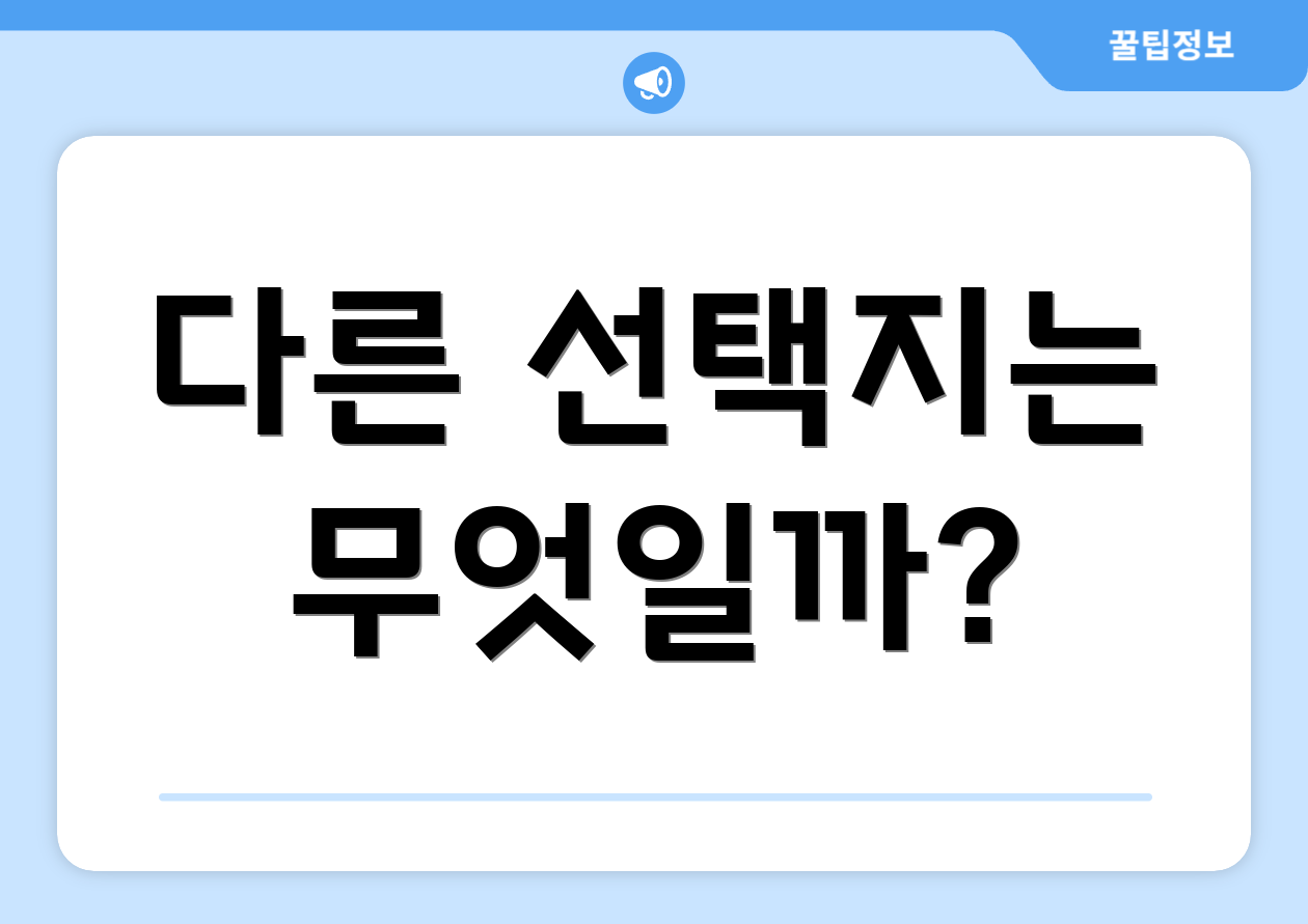다른 선택지는 무엇일까?