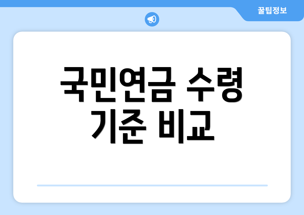 국민연금 수령 기준 비교