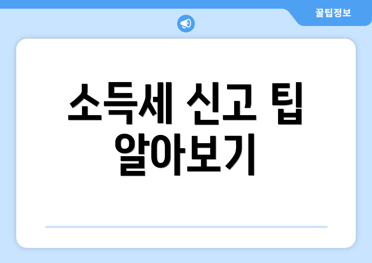 소득세 신고 팁 알아보기