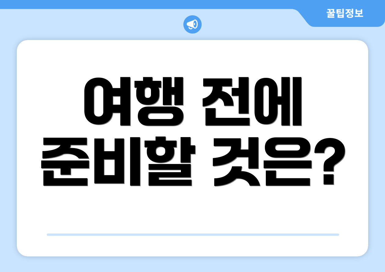여행 전에 준비할 것은?