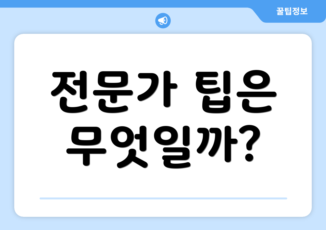 전문가 팁은 무엇일까?
