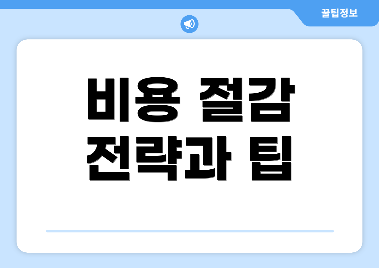 비용 절감 전략과 팁