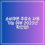 소비쿠폰 주유소 사용가능 여부 확인법｜2025 기준